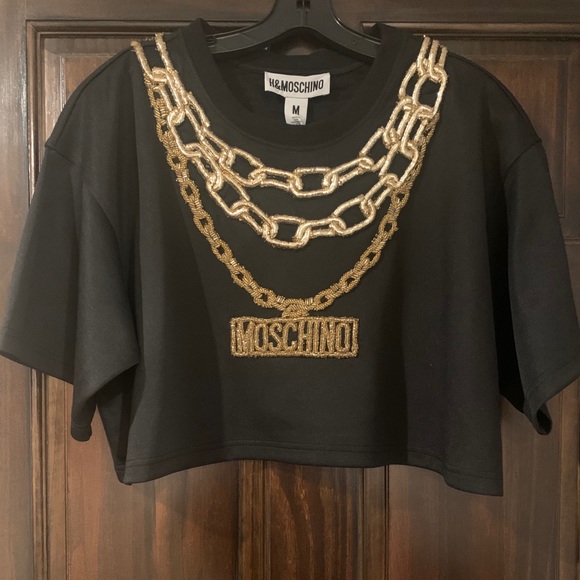 Moschino x H&M Sweater Crop Top Gold Chain Appliqué H&Moschino - Picture 3 of 8